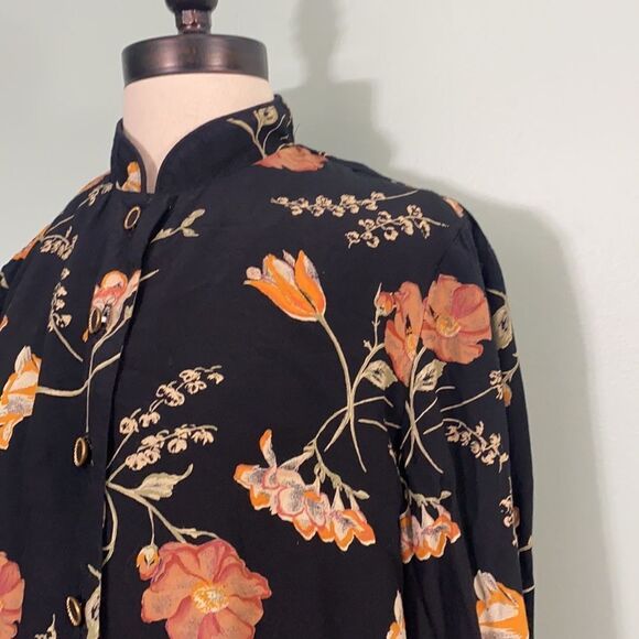 Vintage Floral Mock Neck Long Sleeve Blouse - Picture 4 of 4